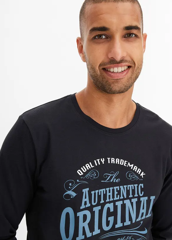 Långärmad T-shirt med ekologisk bomull (2-pack), bonprix