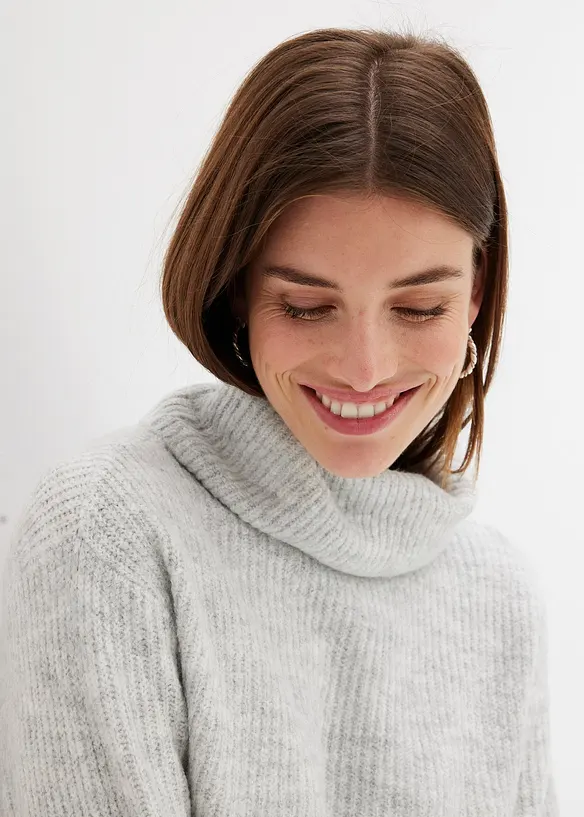 Ribbstickad klänning, bonprix