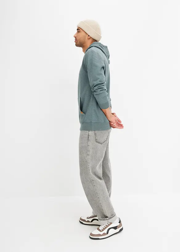 Sweatshirt med huva i bomullsblandning, bonprix