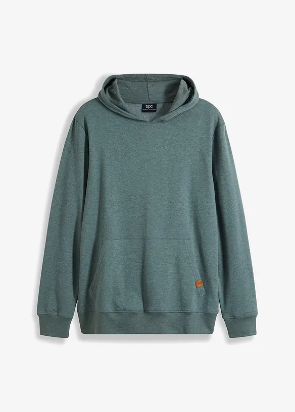 Sweatshirt med huva i bomullsblandning, bonprix