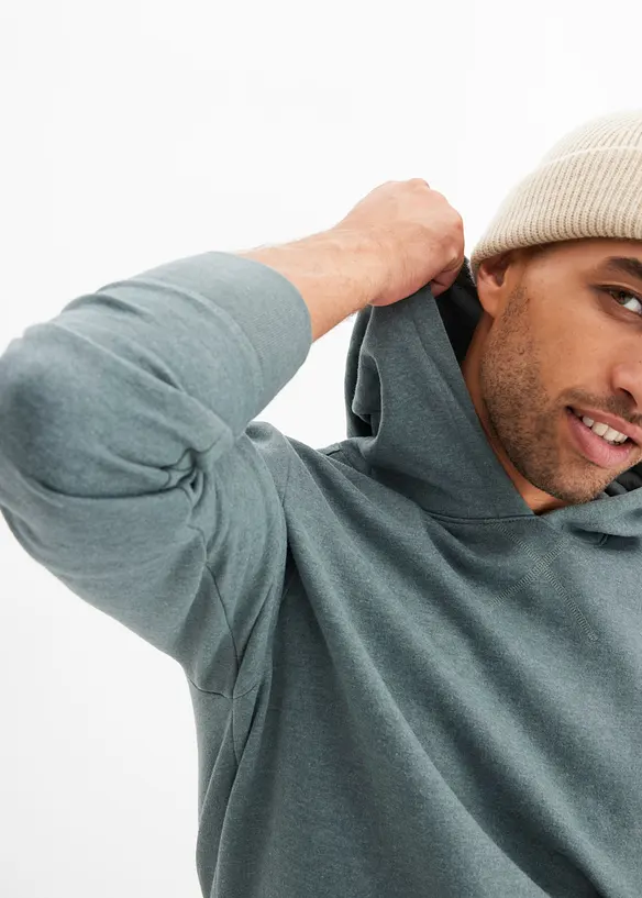 Sweatshirt med huva i bomullsblandning, bonprix
