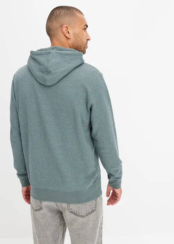 Sweatshirt med huva i bomullsblandning, bonprix