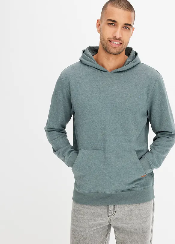 Sweatshirt med huva i bomullsblandning, bonprix