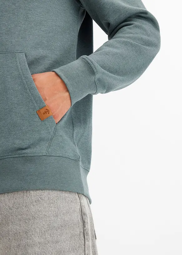Sweatshirt med huva i bomullsblandning, bonprix