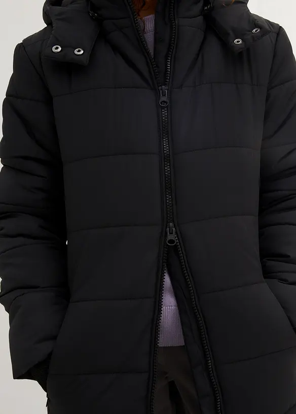 Kviltad kappa med avtagbar huva, bonprix