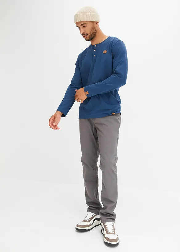 Långärmad T-shirt i farfarsmodell (2-pack) i ekologisk bomull, bonprix