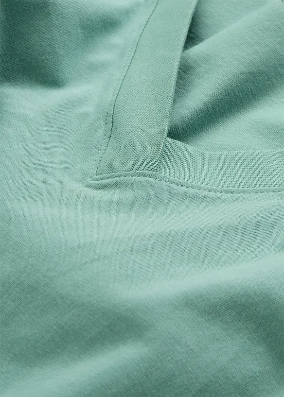 Vid lång topp med V-ringning (5-pack), kortärmad, bonprix