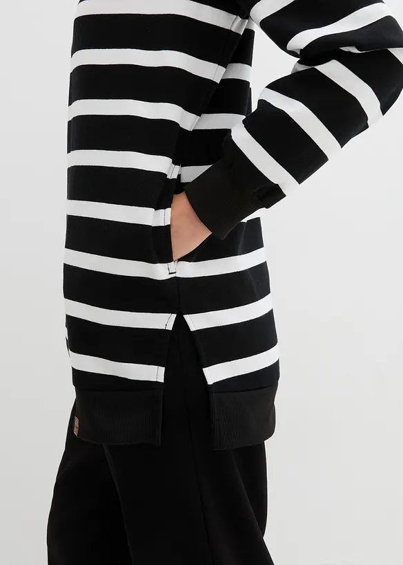 Lång sweatshirt med krage och dragkedja, bonprix