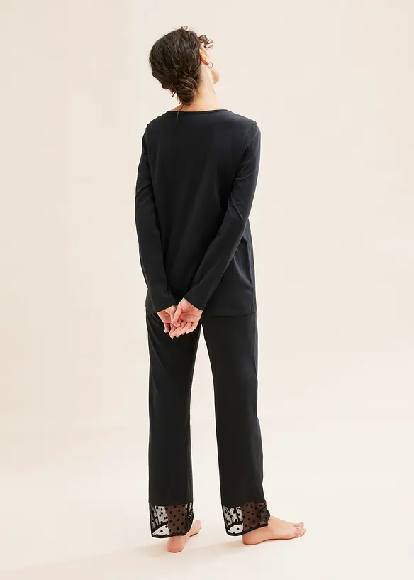 Pyjamas med spetsinfällning, bonprix