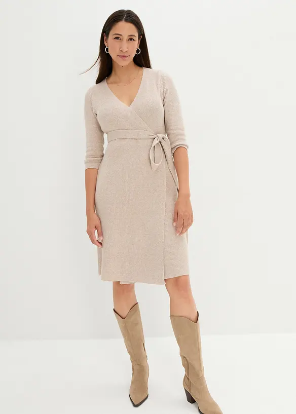 Extra mjuk stickad mamma-/amningsklänning med 3/4-ärm, bonprix