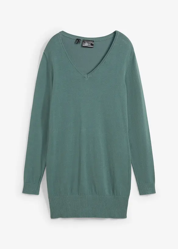 Lång baströja med V-ringning, bonprix