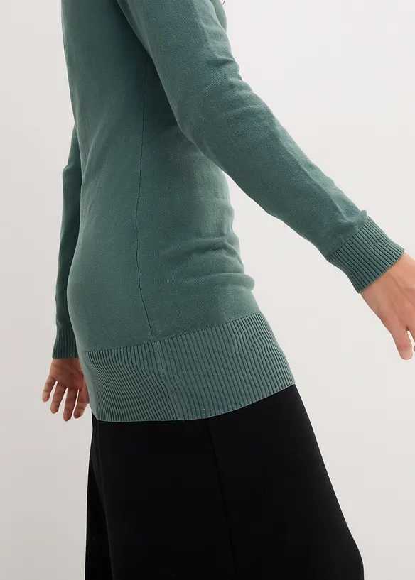 Lång baströja med V-ringning, bonprix