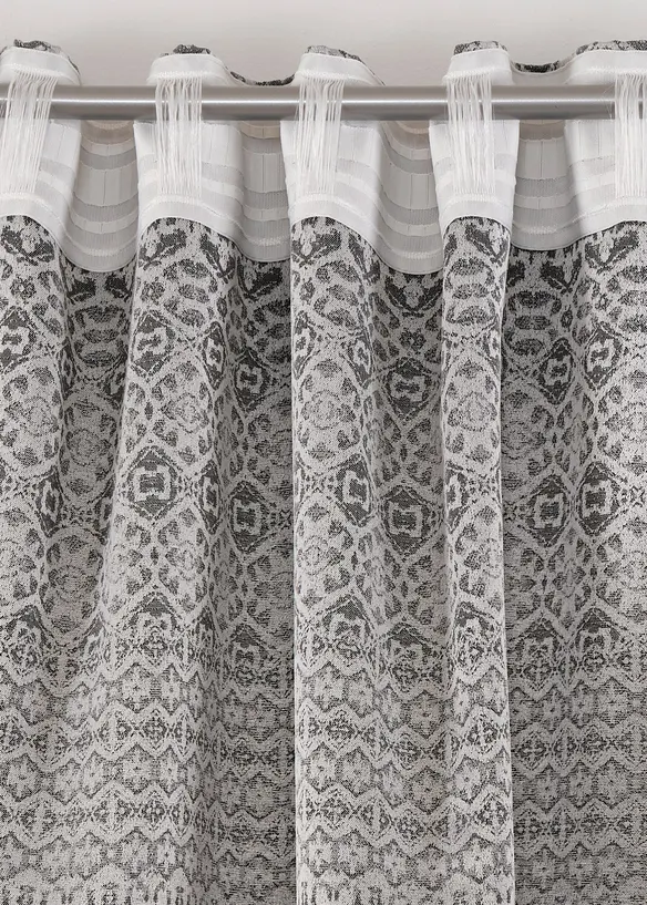 Gardinlängd i jacquard med grafiskt mönster, bonprix