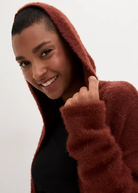 Cardigan i mjukt fluffgarn, bonprix