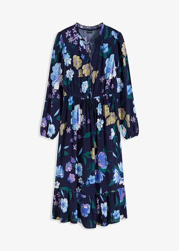 Mellanlång klänning i följsam viskos, bonprix