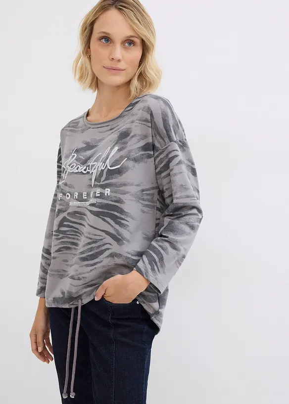 Långärmad topp av bomullsmix, bonprix