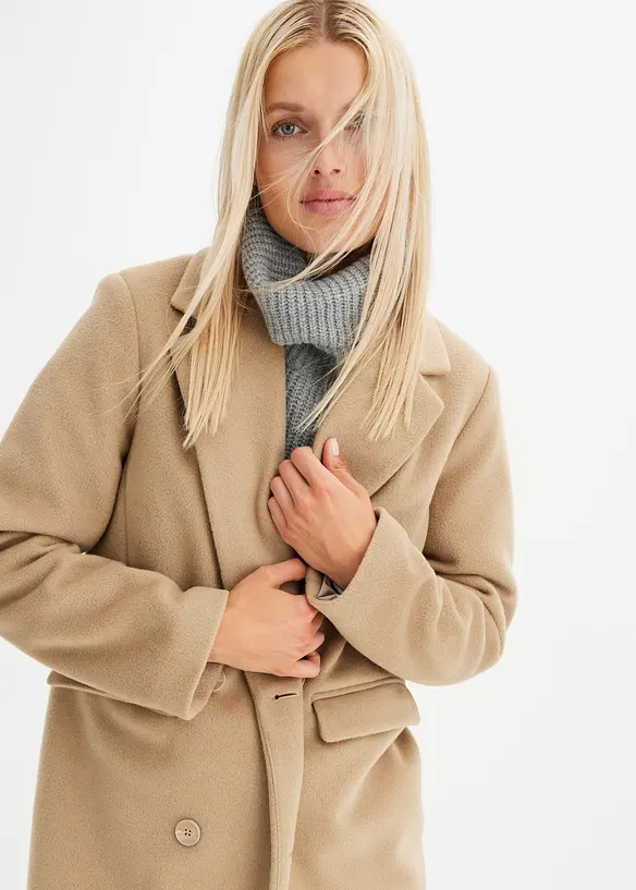 Dubbelknäppt kappa med yllelook, bonprix