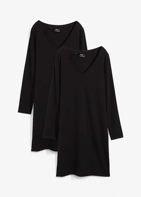 Jerseyklänning i viskos (2-pack), bonprix