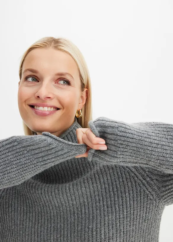 Stickad tr&ouml;ja med st&aring;krage, bonprix