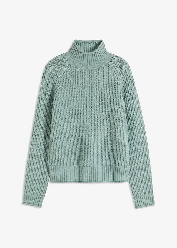 Stickad tröja med ståkrage, bonprix
