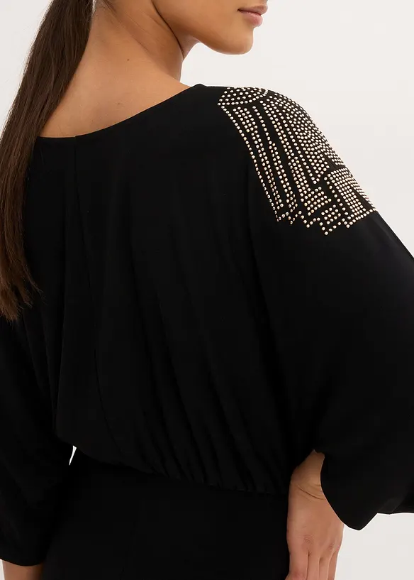 Jerseyklänning med fladdermusärm, bonprix