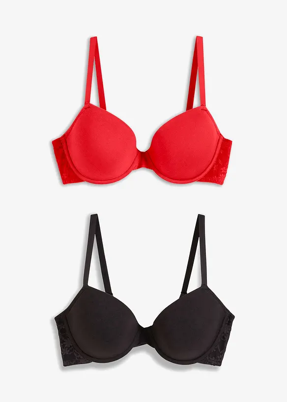 Formpressad BH med ekologisk bomull och bygel (2-pack), bonprix