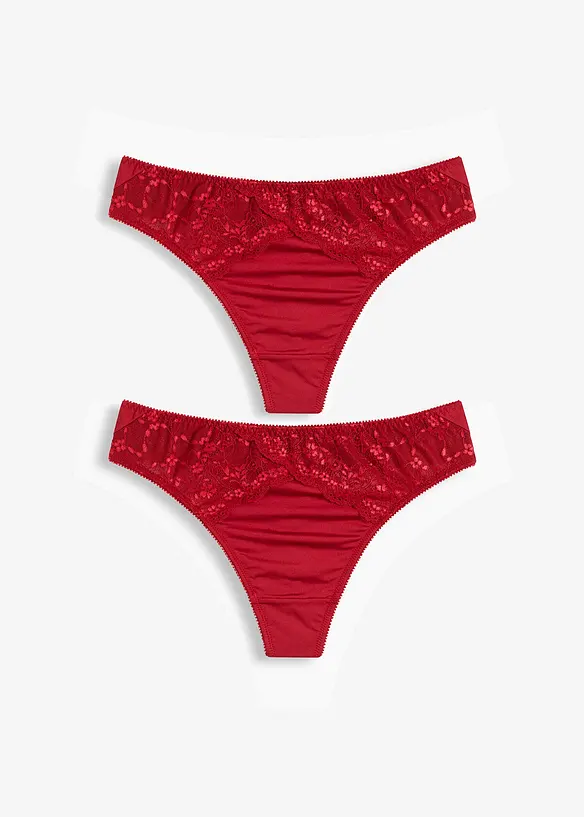 Maxistringtrosa i ett glansigt material (2-pack), bonprix
