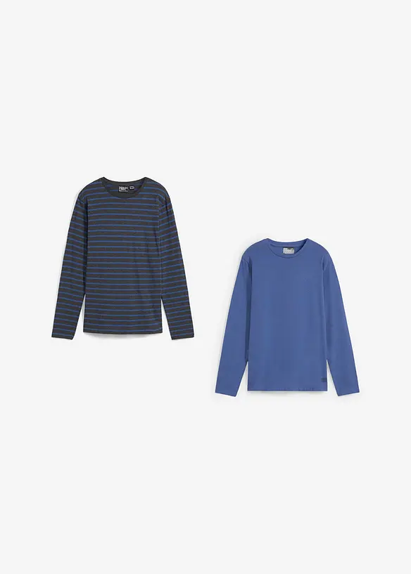 Långärmad T-shirt i ekologisk bomull (2-pack), bonprix