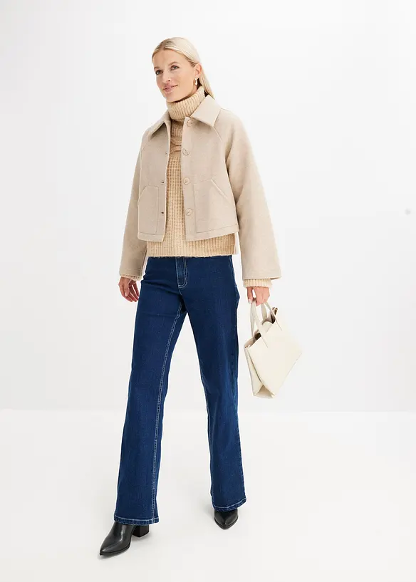 Wide Leg Jeans High Waist, ekologisk bomull, bonprix