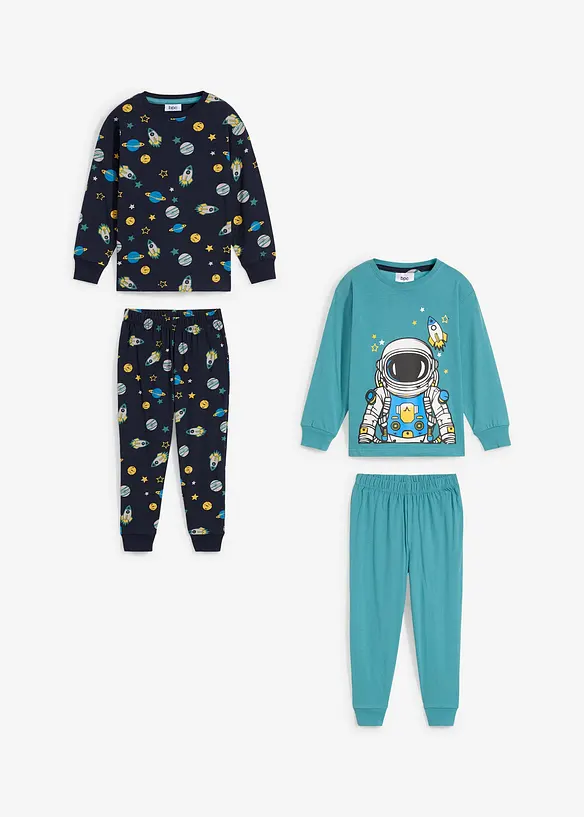 Pyjamas i ekologisk bomull (4 delar), bonprix