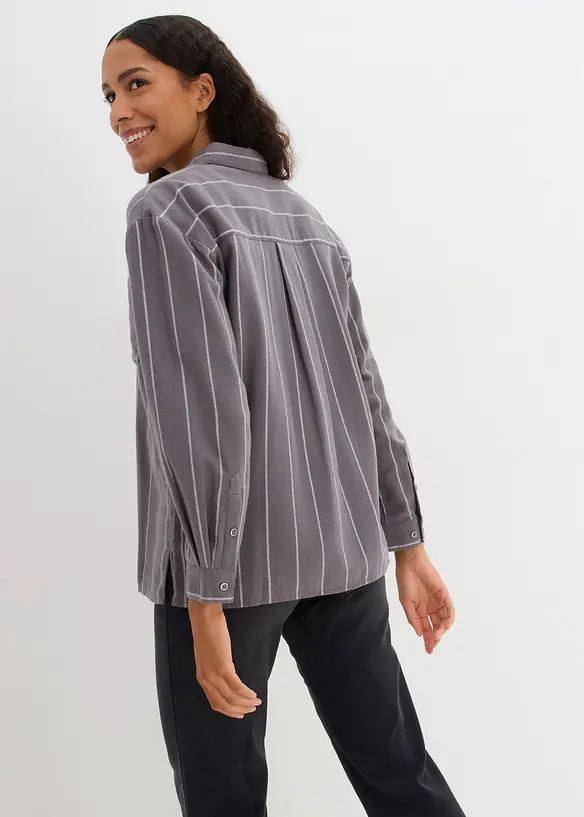 Flanellskjortblus i oversizemodell, bonprix