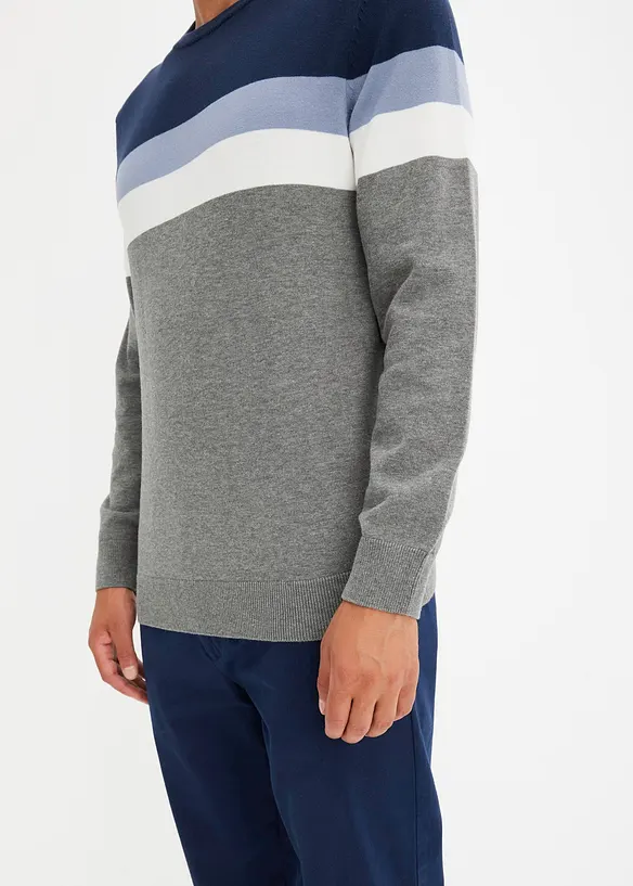 Tröja med colour blocking-look och bomull, bonprix