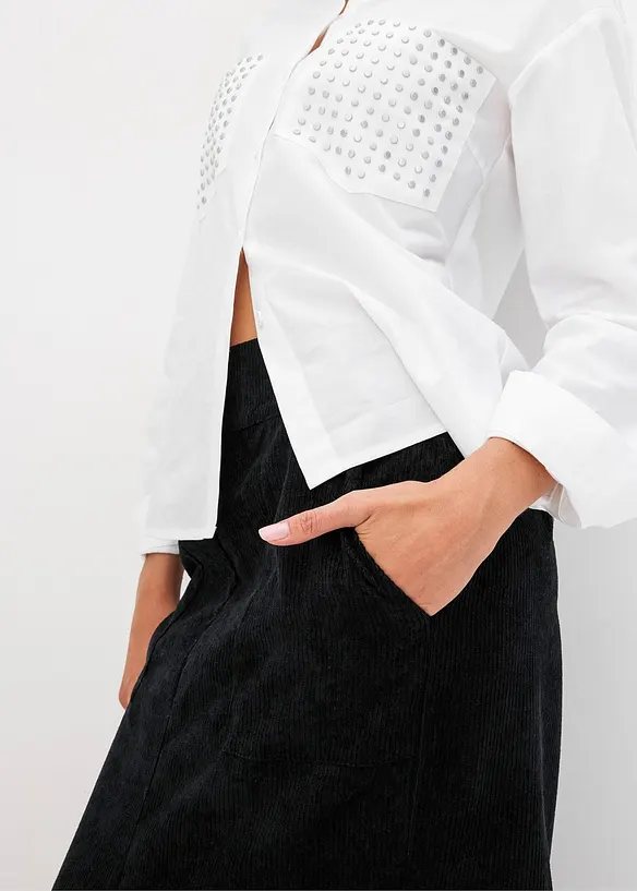 Manchesterkjol med slits, bonprix