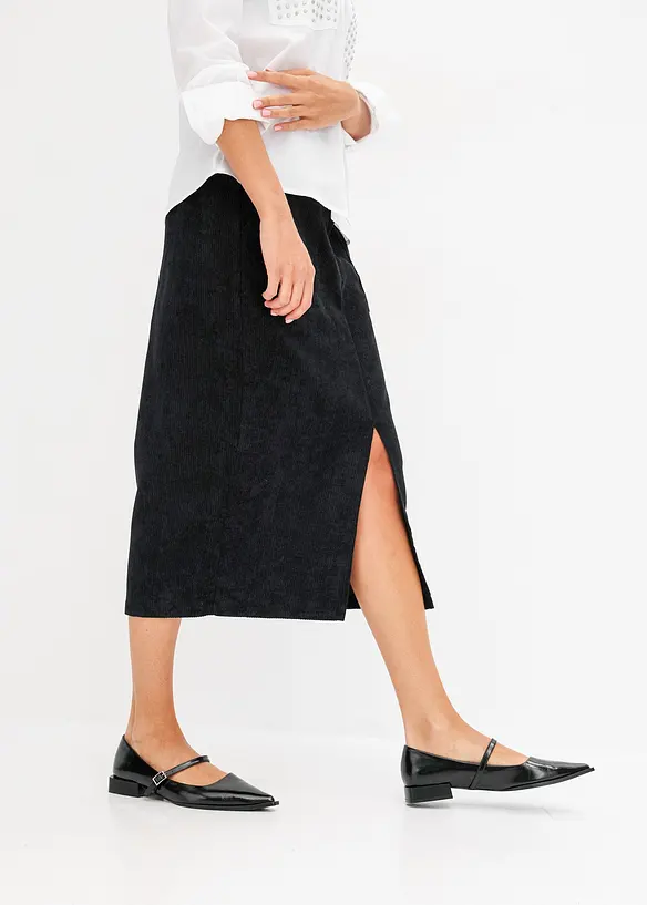 Manchesterkjol med slits, bonprix