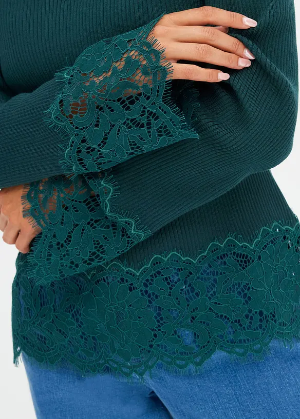 Tröja med spets, bonprix