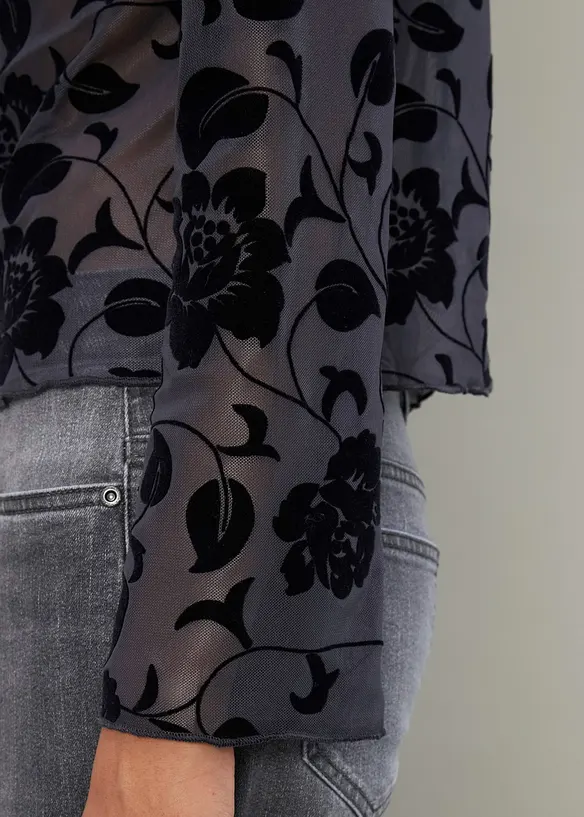 Transparent långärmad topp, bonprix