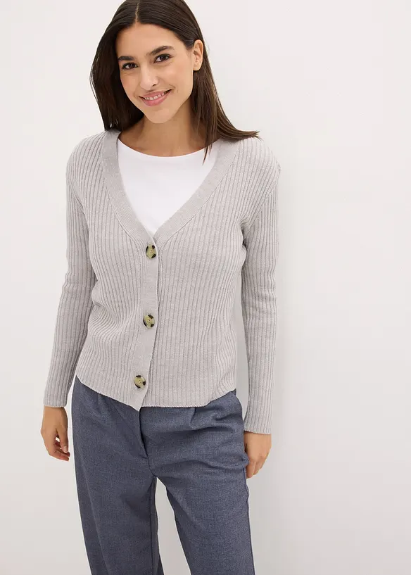 Ribbstickad cardigan, bonprix