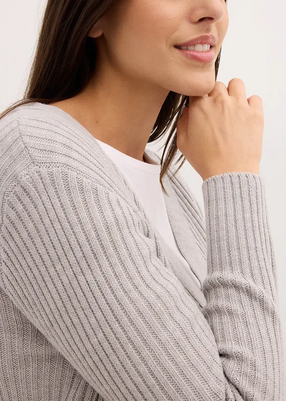Ribbstickad cardigan, bonprix