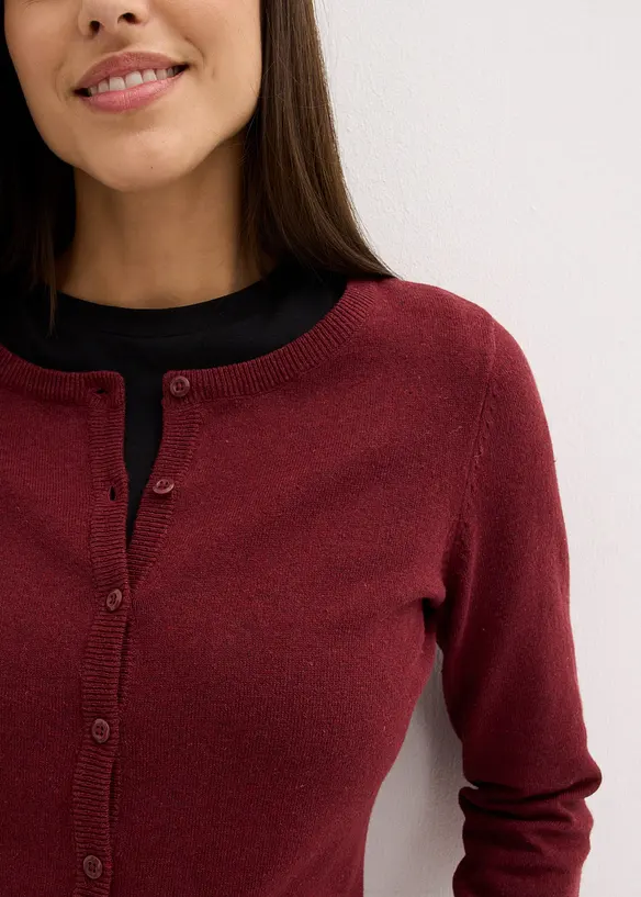 Finstickad cardigan  i basmodell med återvunnen bomull, bonprix