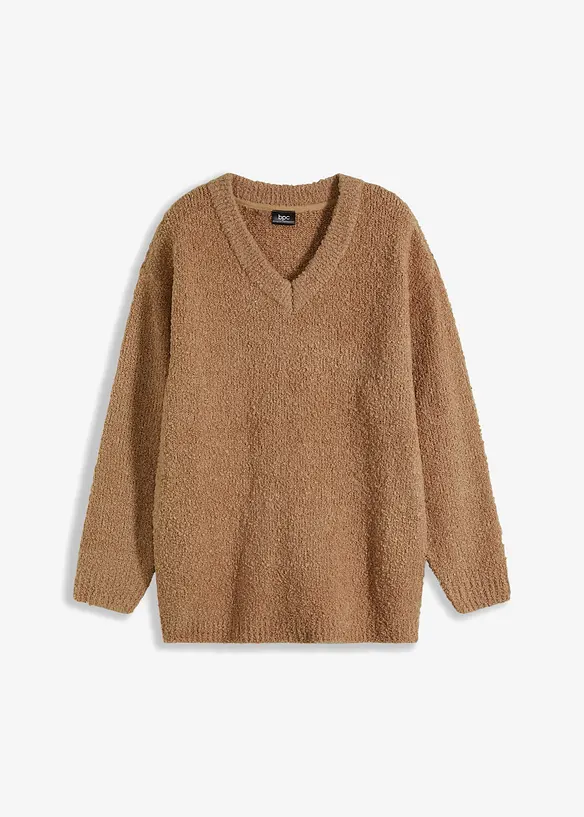 Bouclétröja med V-ringning, bonprix