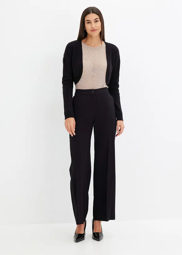 Långärmad topp i glittrig mesh, bonprix