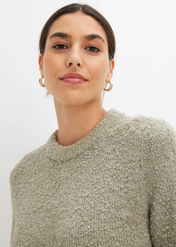 Stickad klänning i bouclé, bonprix