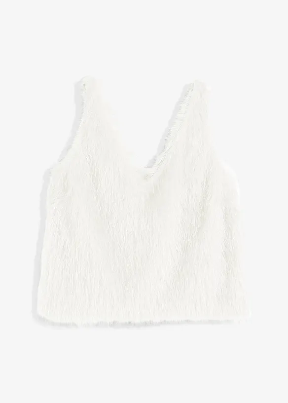 Blustopp med fluffiga trådar och V-ringning, bonprix