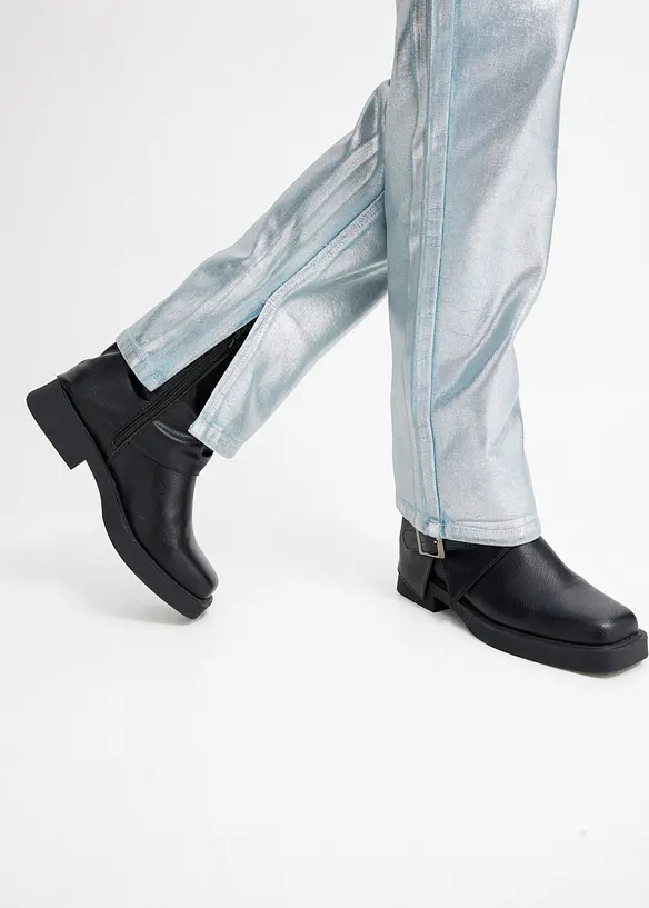 Straight Jeans High Waist med glansig effekt, bonprix