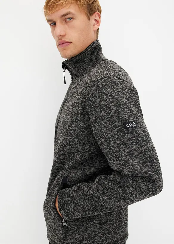 Varmt fodrad, stickad fleecejacka, bonprix