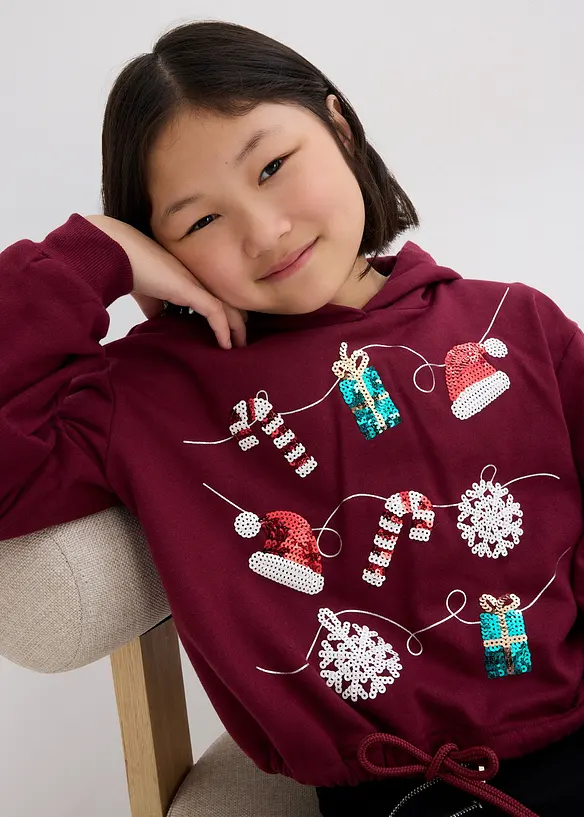 Sweatshirt med huva i ekologisk bomull, bonprix