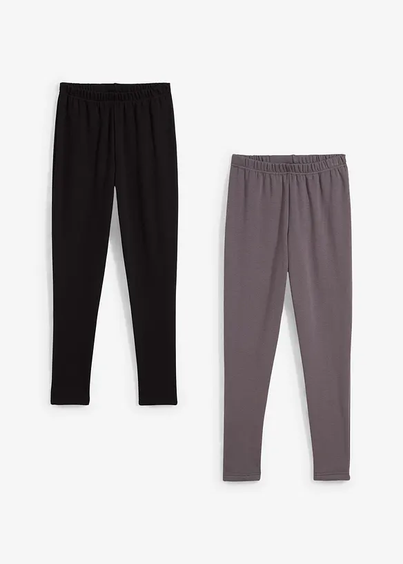 Termofunktionsleggings med mysigt fleecefoder f&ouml;r barn (2-pack), bonprix