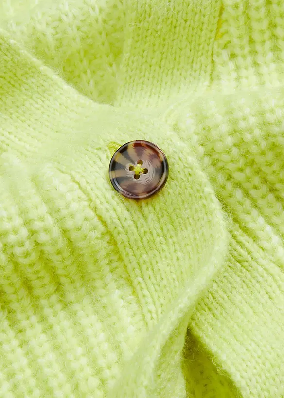 Stickad cardigan med ylleandel, bonprix