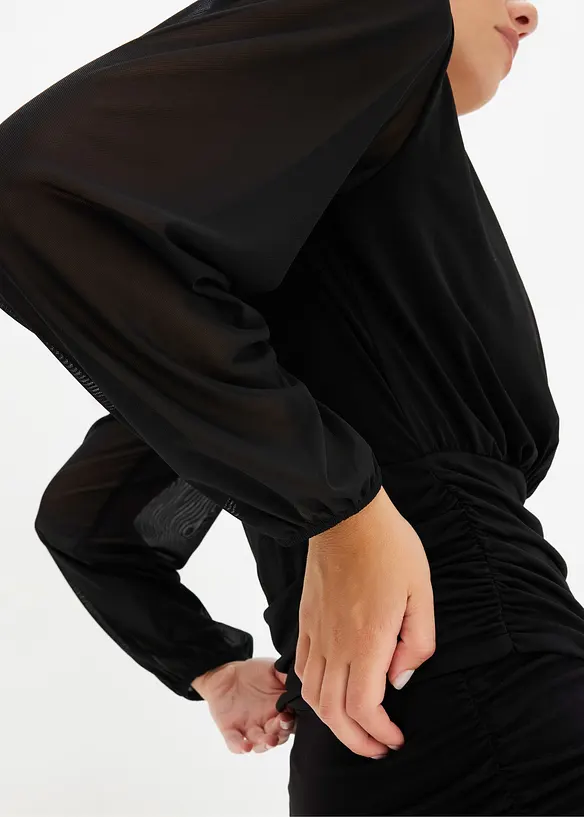 Långärmad topp med mesh, bonprix