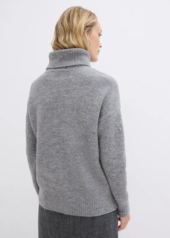 Polotröja med strass, bonprix